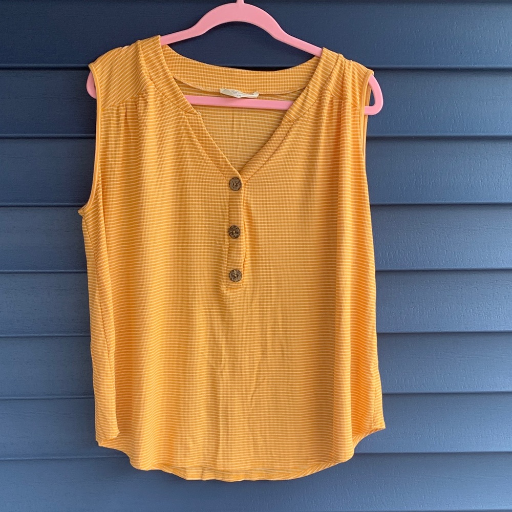 Striped Sleeveless Top - Orange and White